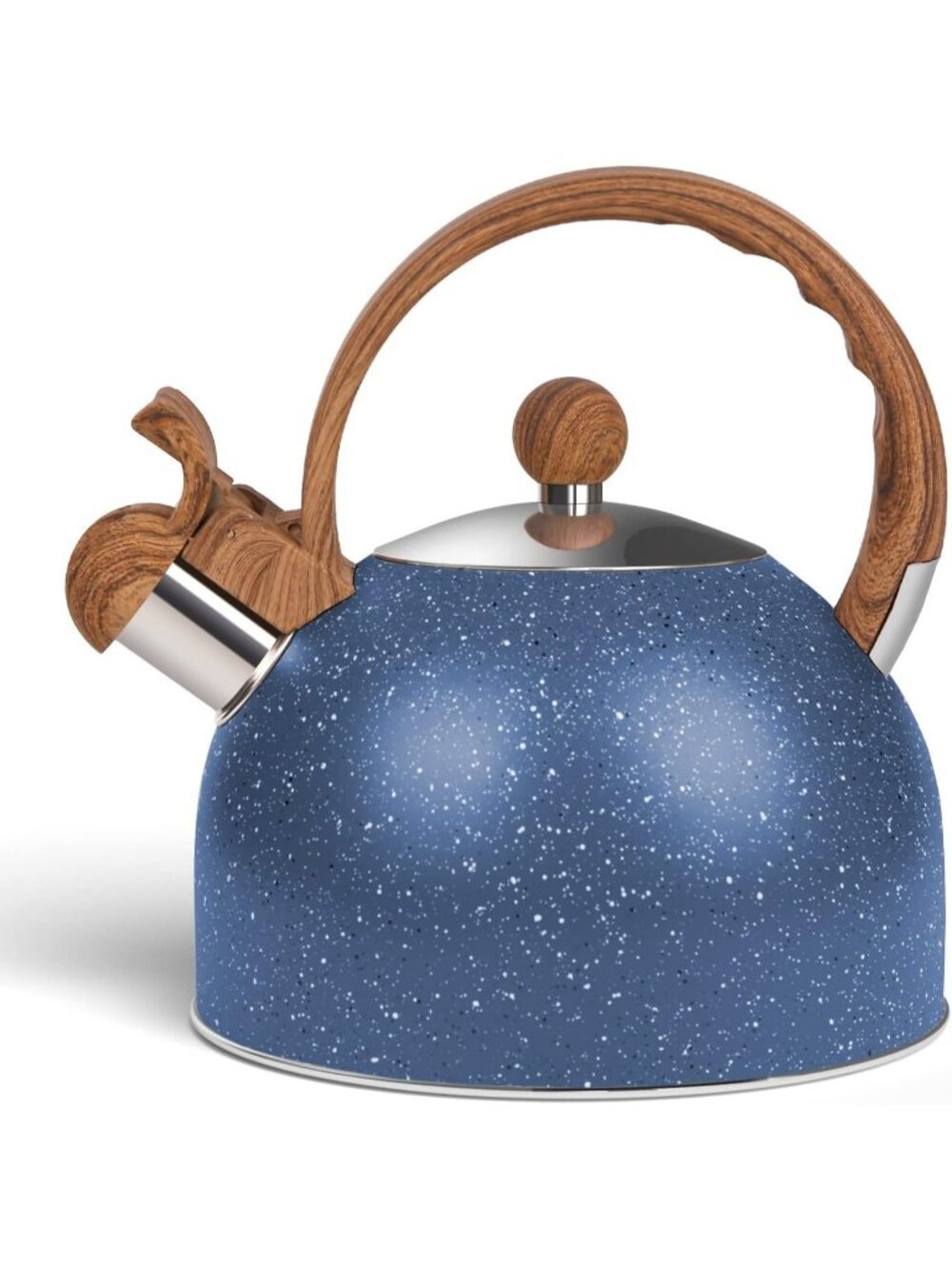 Blue Kitchen Whistling Tea Kettle  2.6 Quart Stainless Steel Stovetops Stovetops